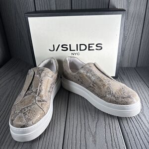 J/SLIDES Noel Metalic Leather Slip On Sneaker - Size 9 with Box